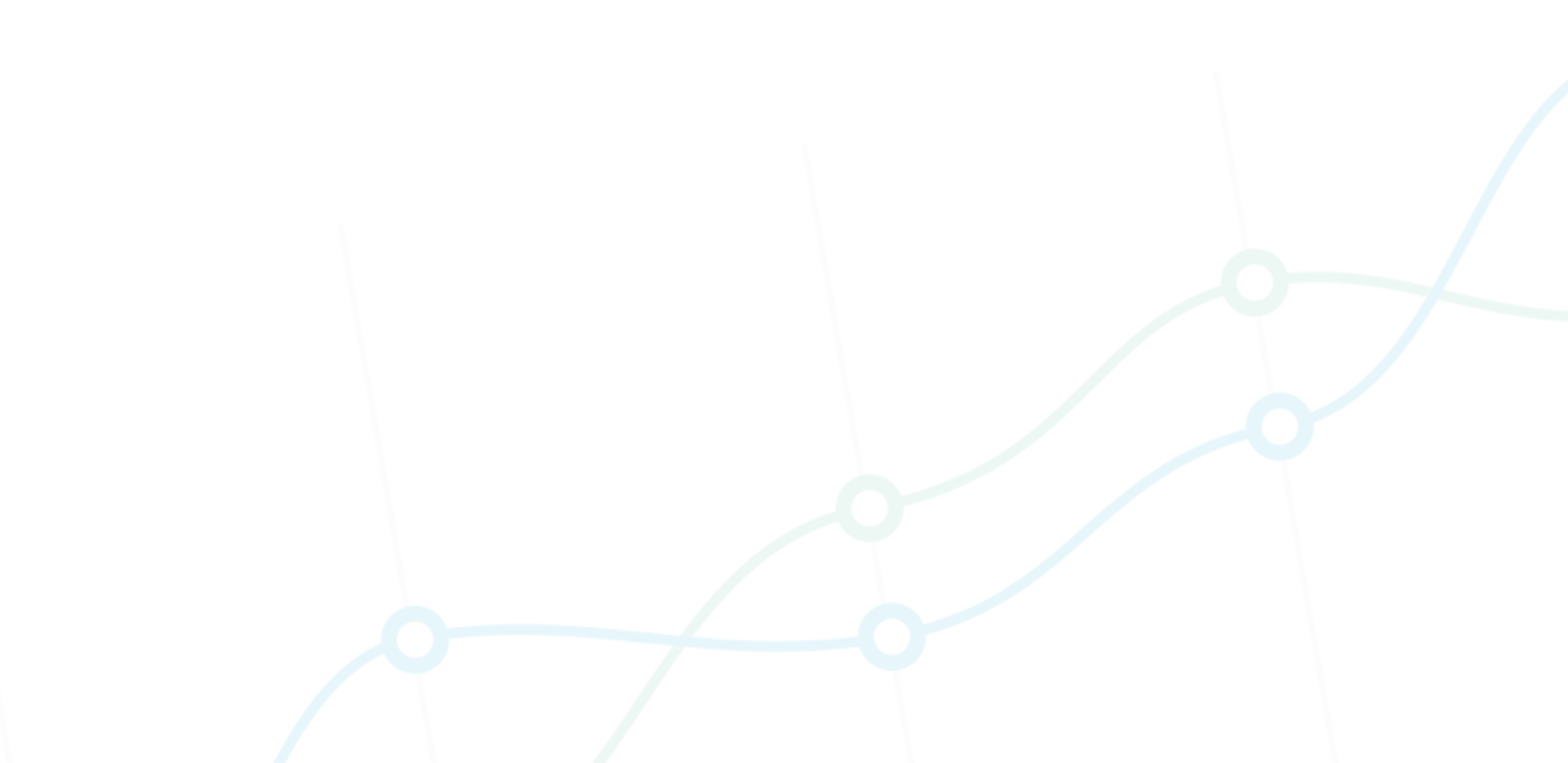 a stylized line graph showing a blue and a green line with hollow circular points